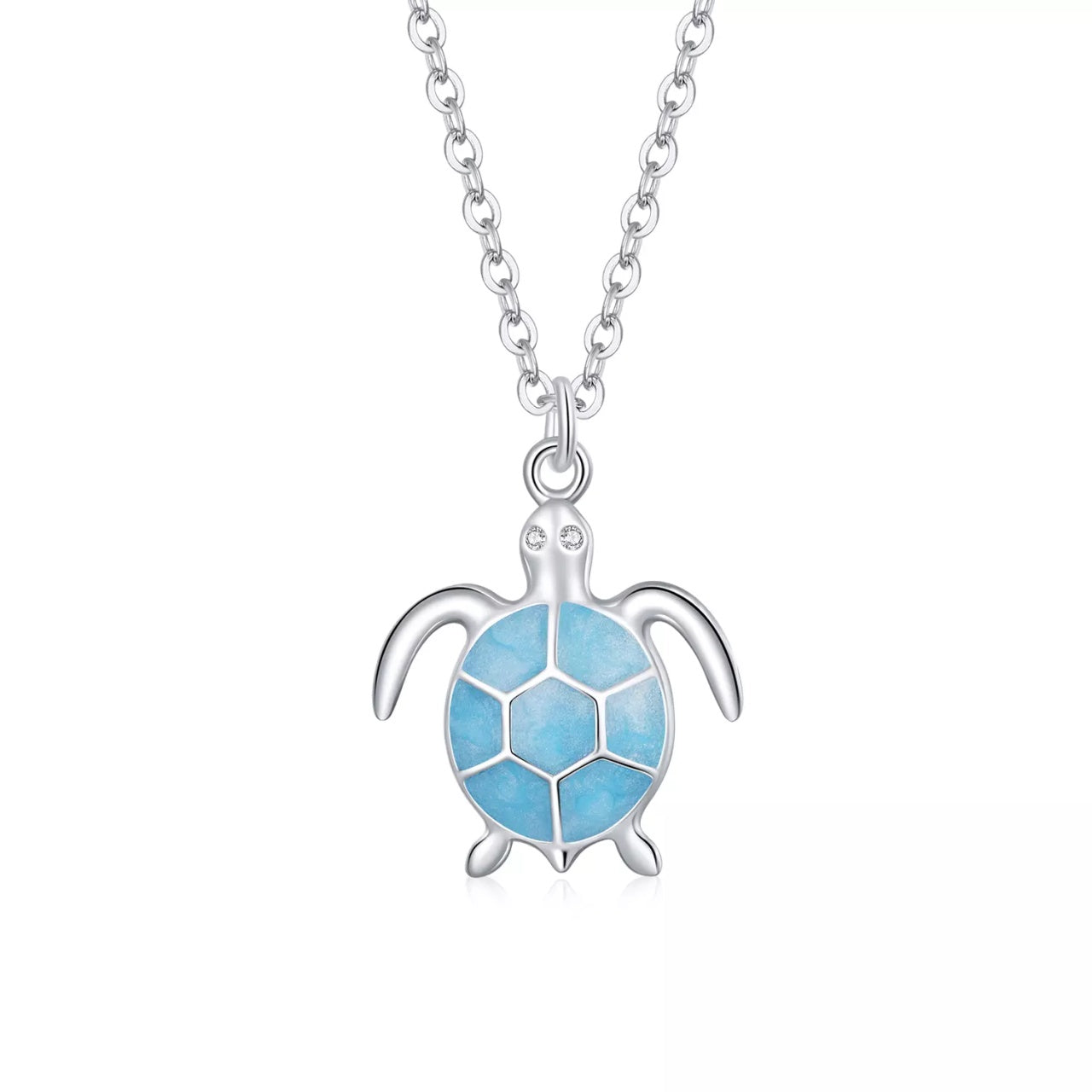 Colier din argint Blue Turtle, Argint 925, Pentru Femei