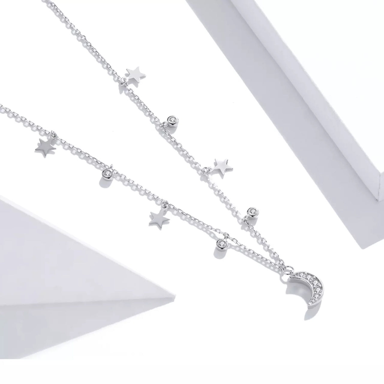 Colier din argint Central Shiny Moon, Argint 925, Pentru Femei