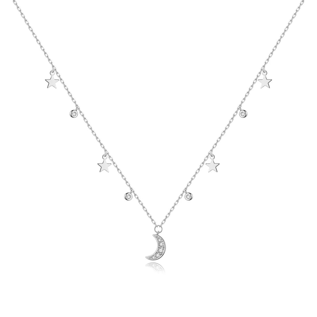 Colier din argint Central Shiny Moon, Argint 925, Pentru Femei