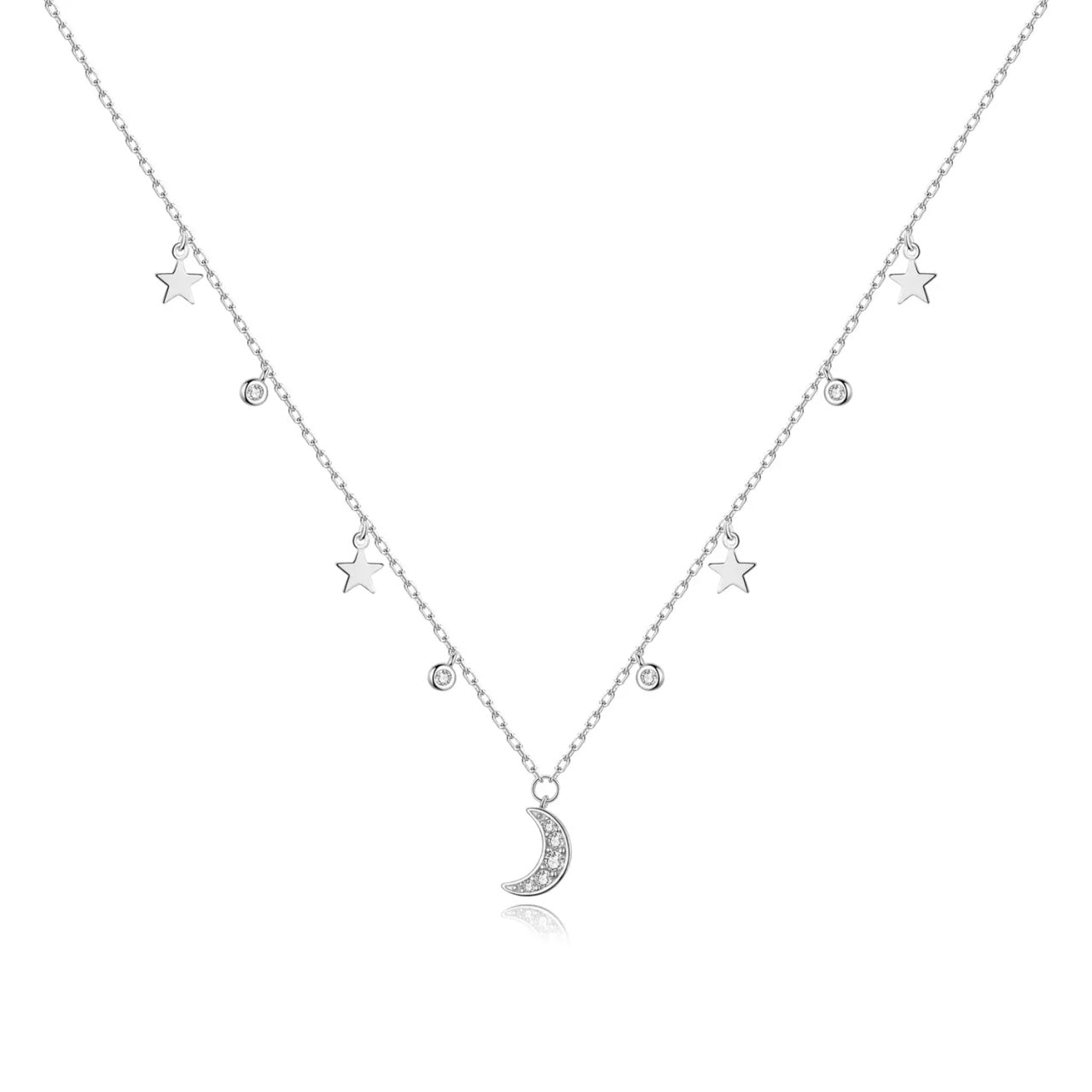 Colier din argint Central Shiny Moon, Argint 925, Pentru Femei