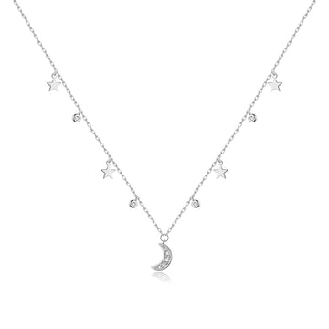 Colier din argint Central Shiny Moon, Argint 925, Pentru Femei