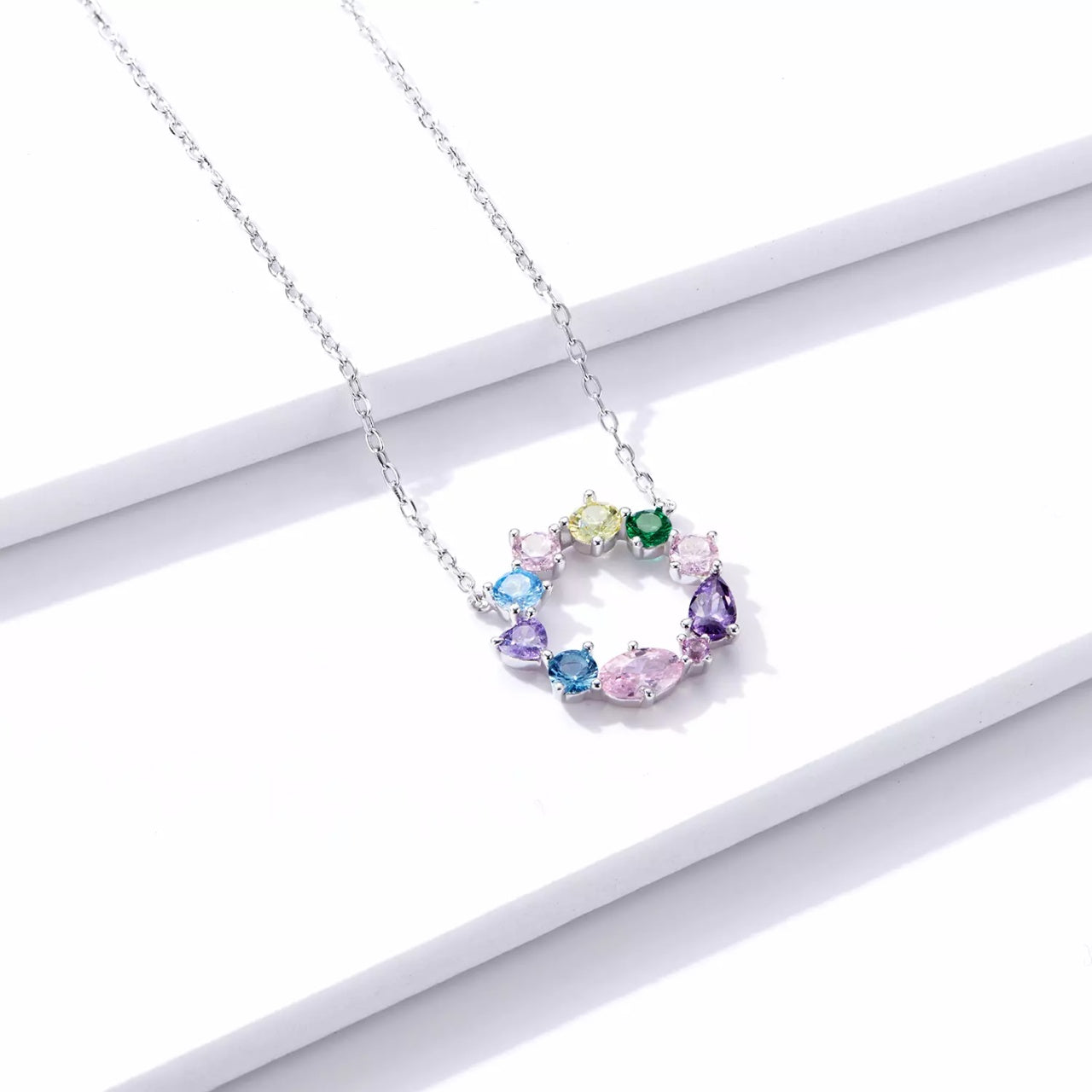 Colier din argint Colourful Stones, Argint 925, Pentru Femei
