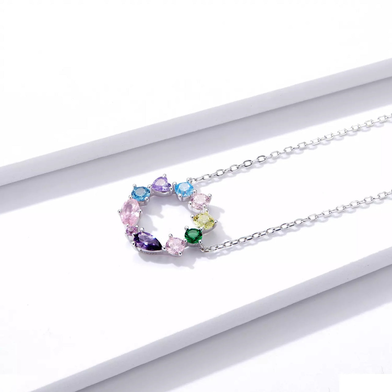 Colier din argint Colourful Stones, Argint 925, Pentru Femei