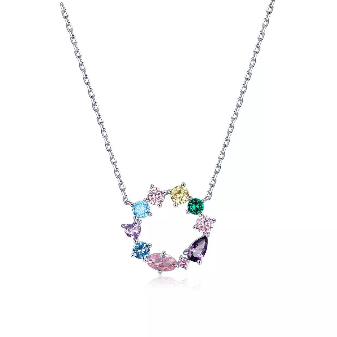 Colier din argint Colourful Stones, Argint 925, Pentru Femei
