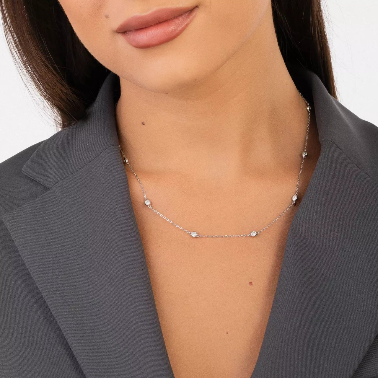 Colier din argint Crystal Dots, Argint 925, Pentru Femei