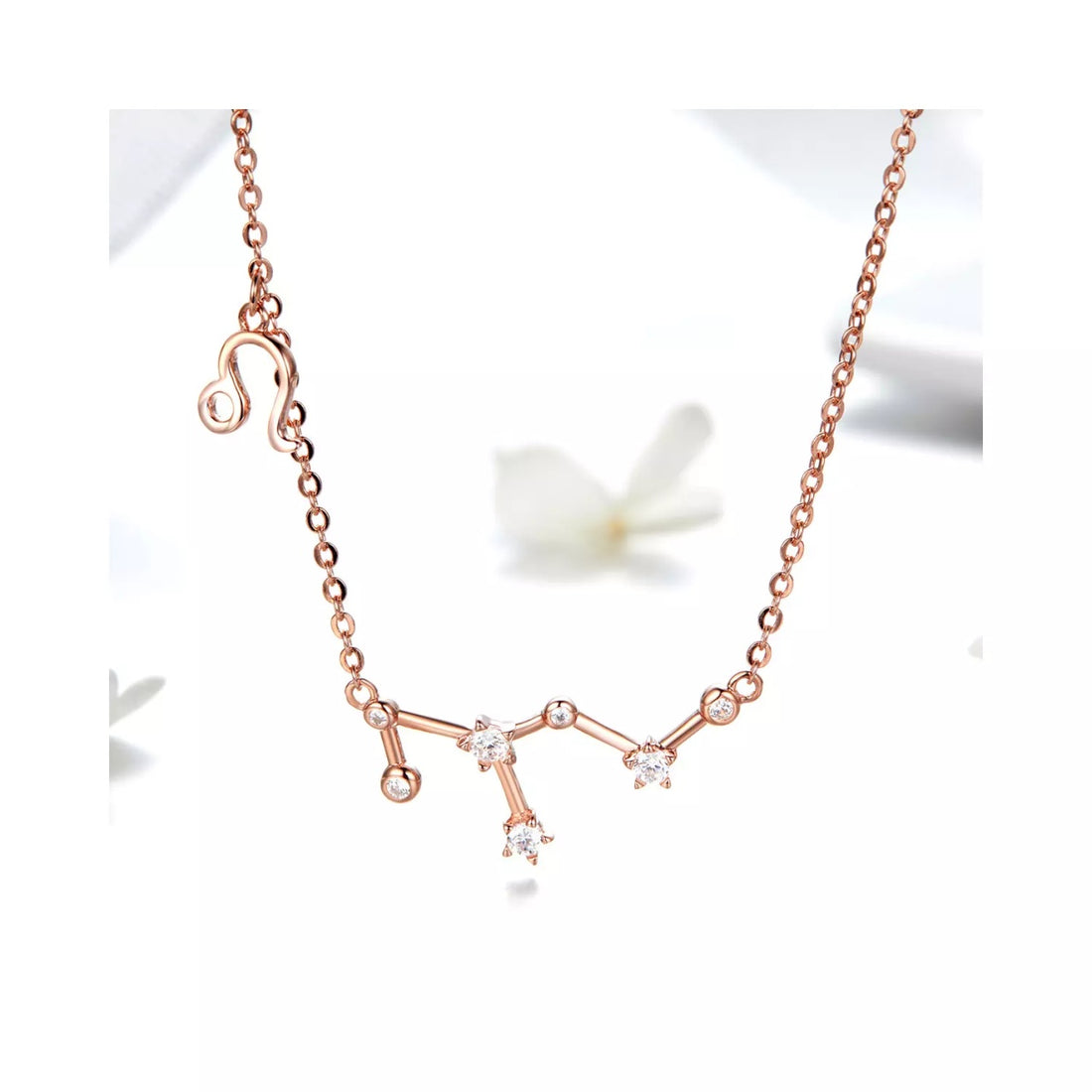 Colier din argint cu Constelatia Leu rose gold, Argint 925, Pentru Femei
