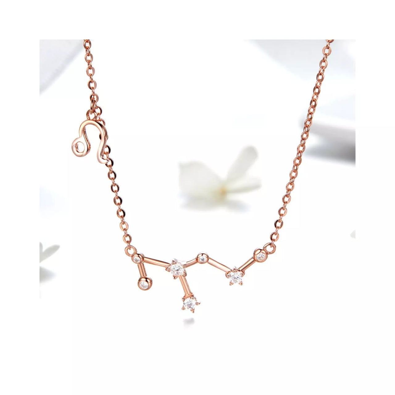Colier din argint cu Constelatia Leu rose gold, Argint 925, Pentru Femei