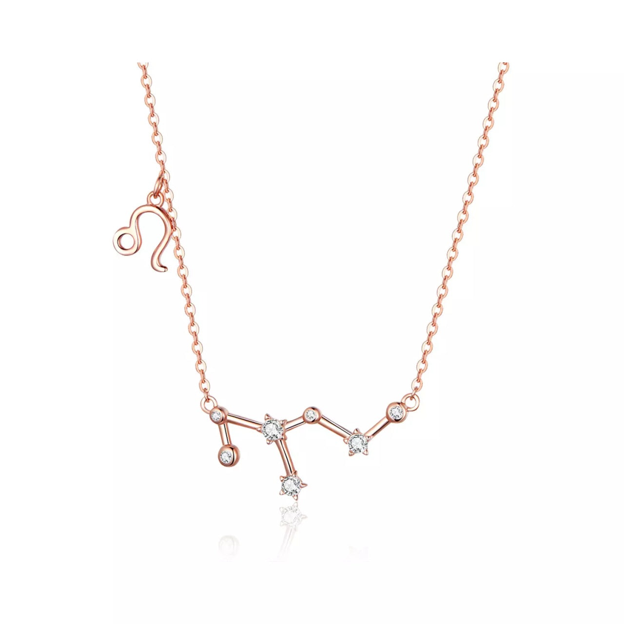 Colier din argint cu Constelatia Leu rose gold, Argint 925, Pentru Femei