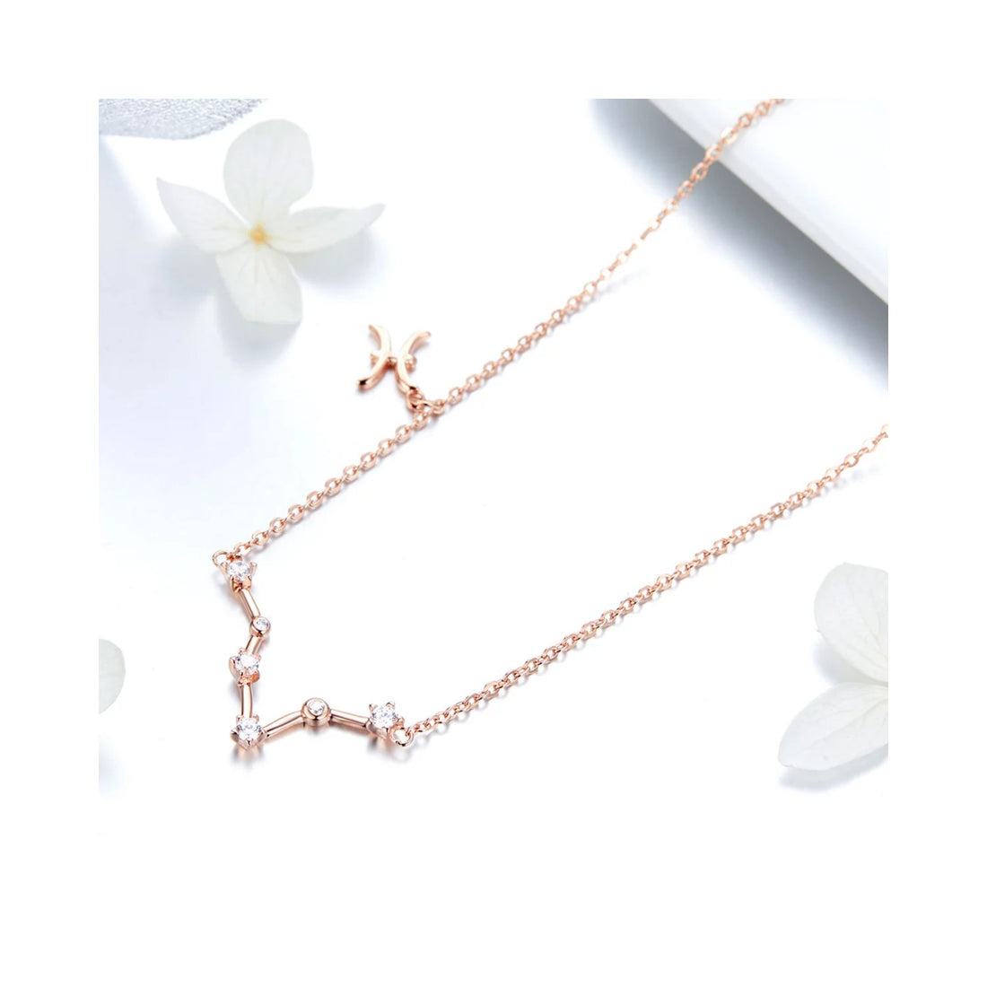 Colier din argint cu Constelatia Pesti rose gold, Argint 925, Pentru Femei
