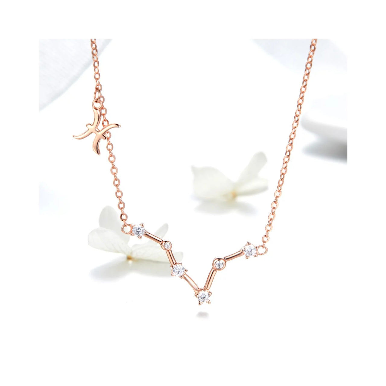 Colier din argint cu Constelatia Pesti rose gold, Argint 925, Pentru Femei