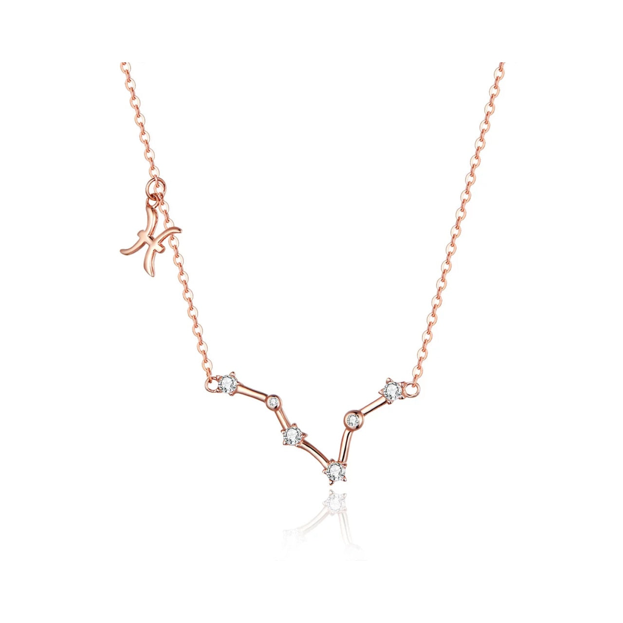 Colier din argint cu Constelatia Pesti rose gold, Argint 925, Pentru Femei