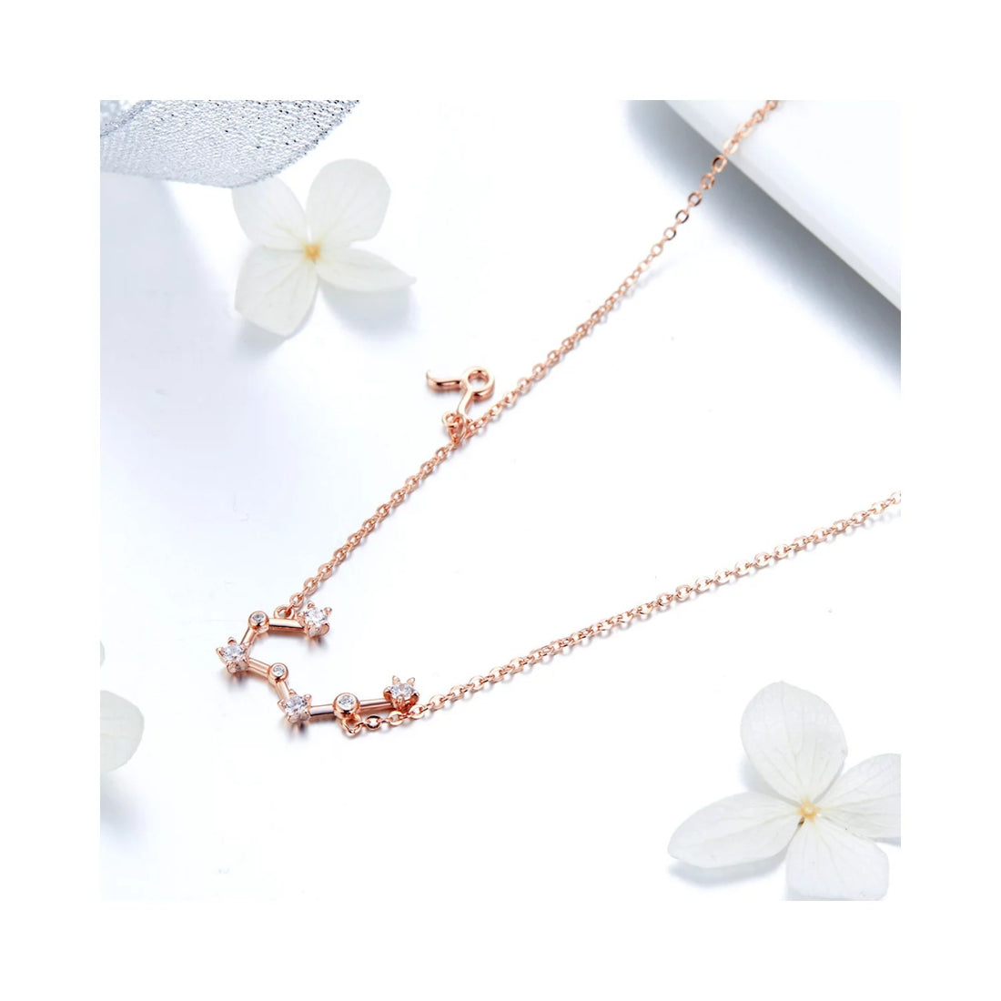 Colier din argint cu Constelatia Taur rose gold, Argint 925, Pentru Femei