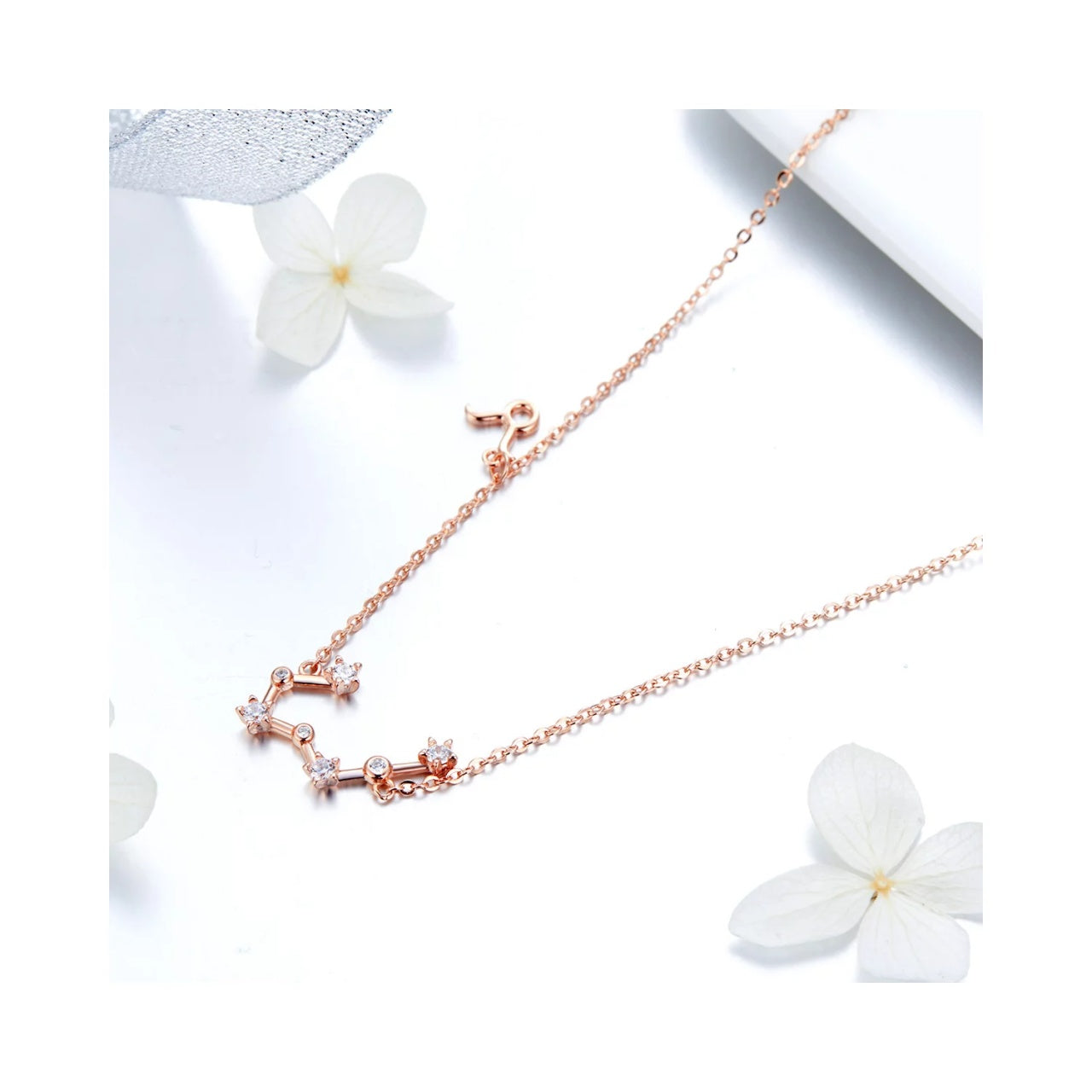 Colier din argint cu Constelatia Taur rose gold, Argint 925, Pentru Femei