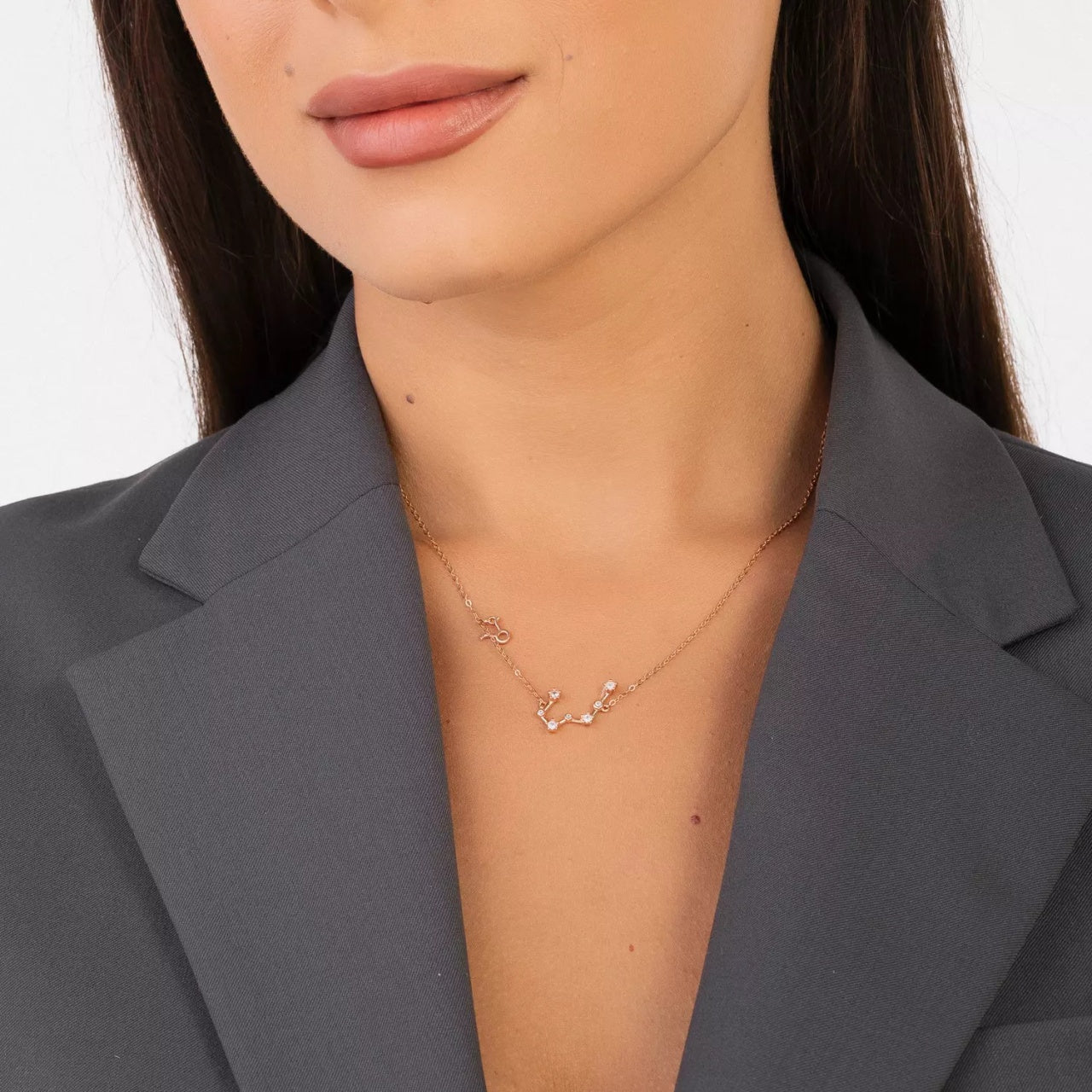 Colier din argint cu Constelatia Taur rose gold, Argint 925, Pentru Femei