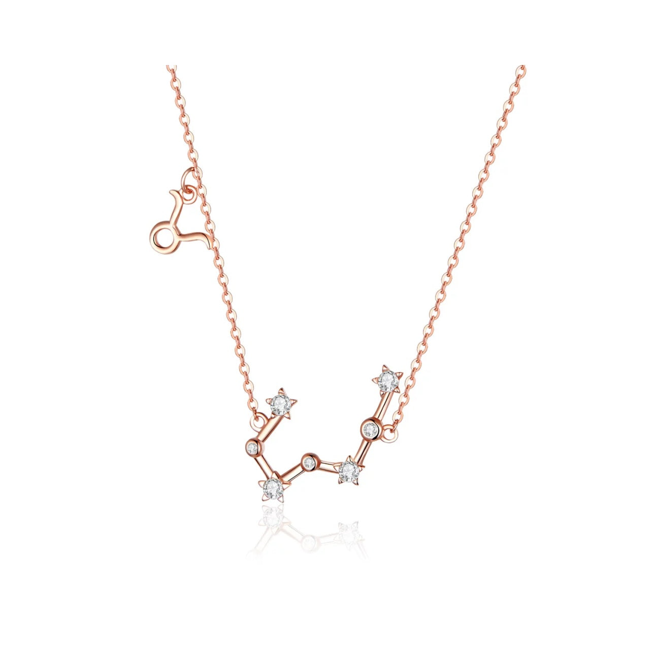 Colier din argint cu Constelatia Taur rose gold, Argint 925, Pentru Femei