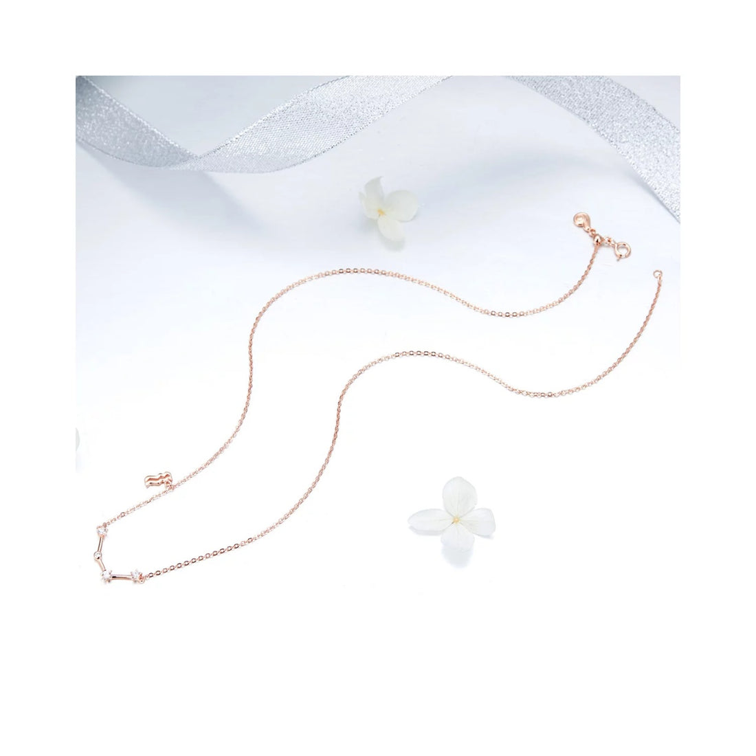 Colier din argint cu Constelatia Varsator rose gold, Argint 925, Pentru Femei
