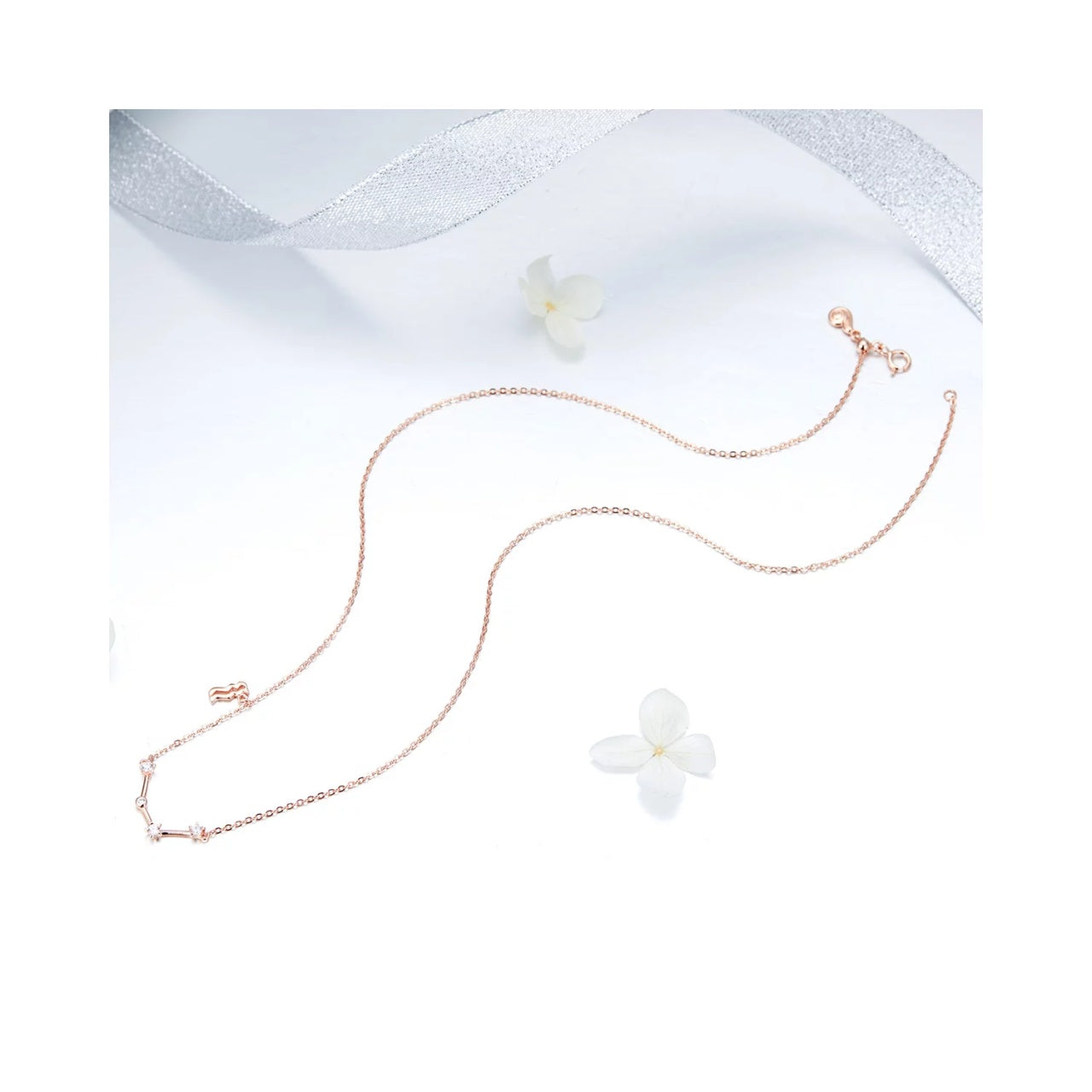 Colier din argint cu Constelatia Varsator rose gold, Argint 925, Pentru Femei