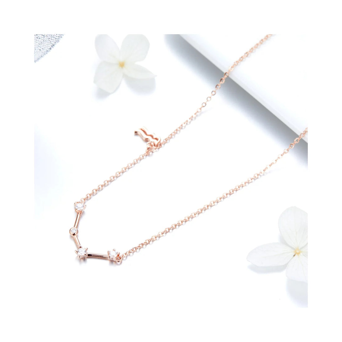 Colier din argint cu Constelatia Varsator rose gold, Argint 925, Pentru Femei