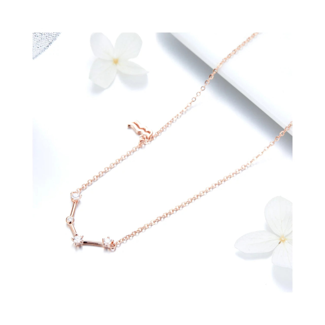 Colier din argint cu Constelatia Varsator rose gold, Argint 925, Pentru Femei
