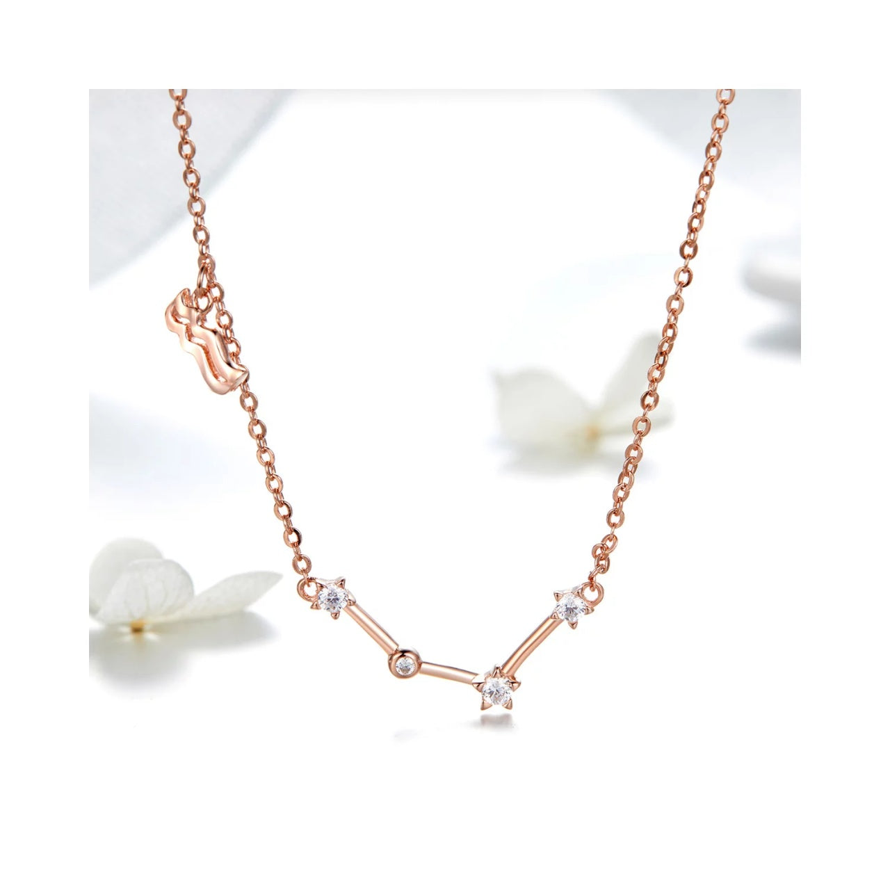 Colier din argint cu Constelatia Varsator rose gold, Argint 925, Pentru Femei