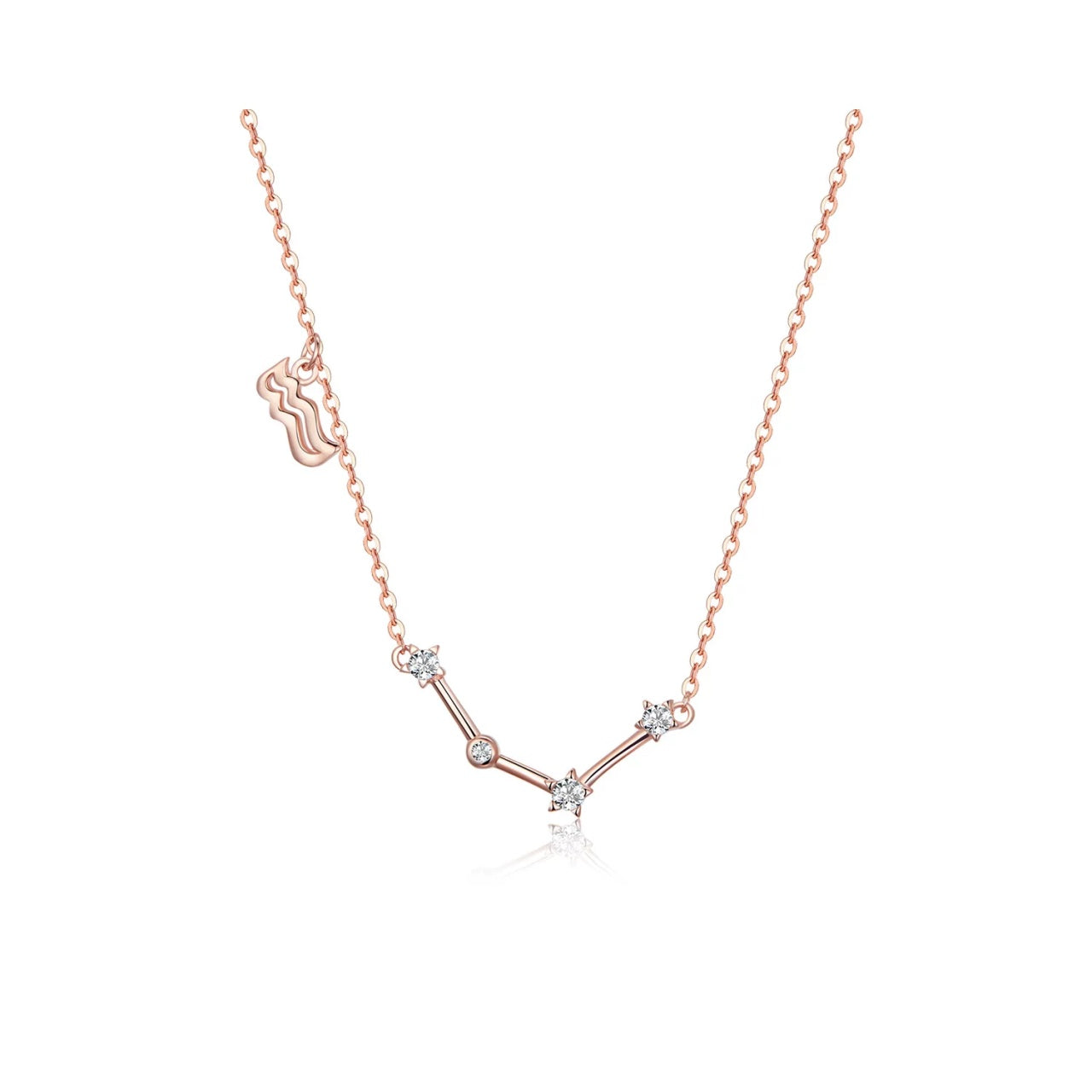 Colier din argint cu Constelatia Varsator rose gold, Argint 925, Pentru Femei