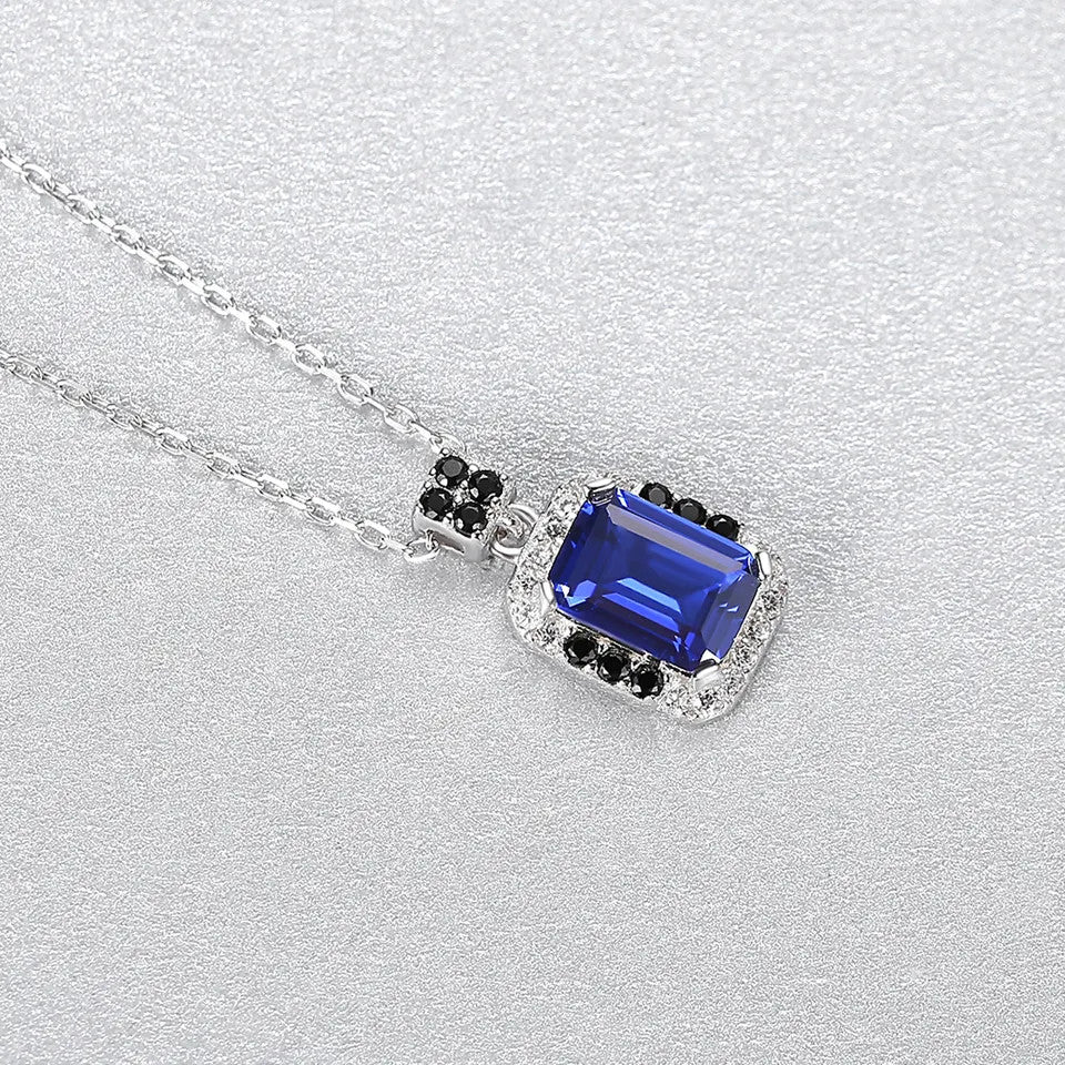 Colier din Argint 925 cu pandantiv Blue Sapphire 2g