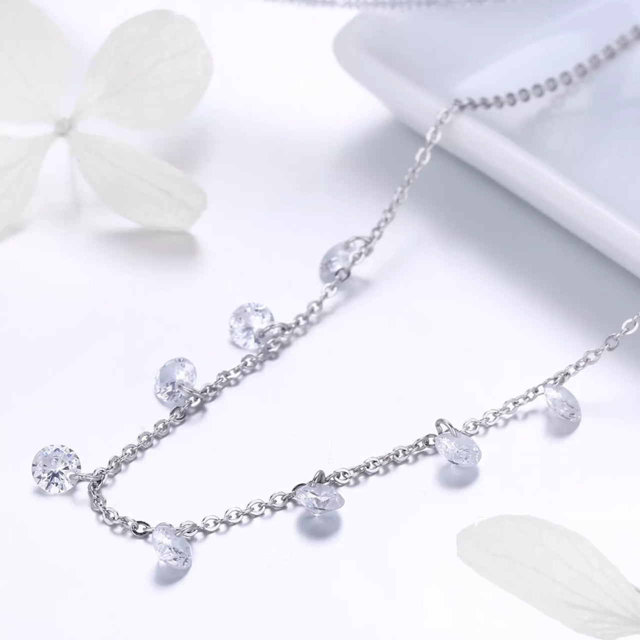 Colier din argint Dazzling Crystals, Argint 925, Pentru Femei