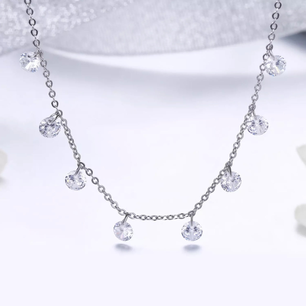 Colier din argint Dazzling Crystals, Argint 925, Pentru Femei