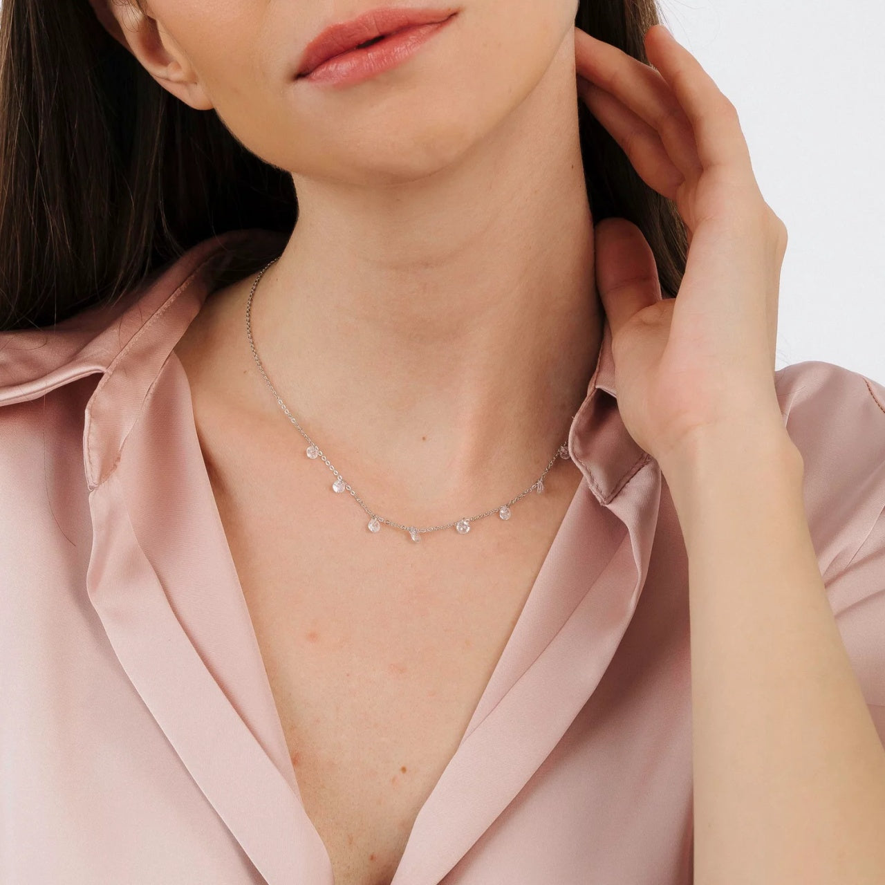 Colier din argint Dazzling Crystals, Argint 925, Pentru Femei