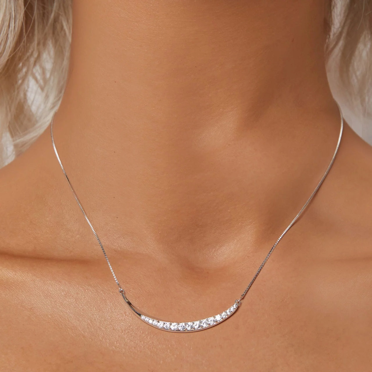Colier din argint Delicate Crystals, Argint 925, Pentru Femei