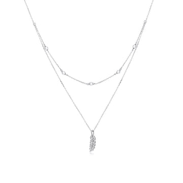 Colier din argint Double Chain Leaf, Argint 925, Pentru Femei
