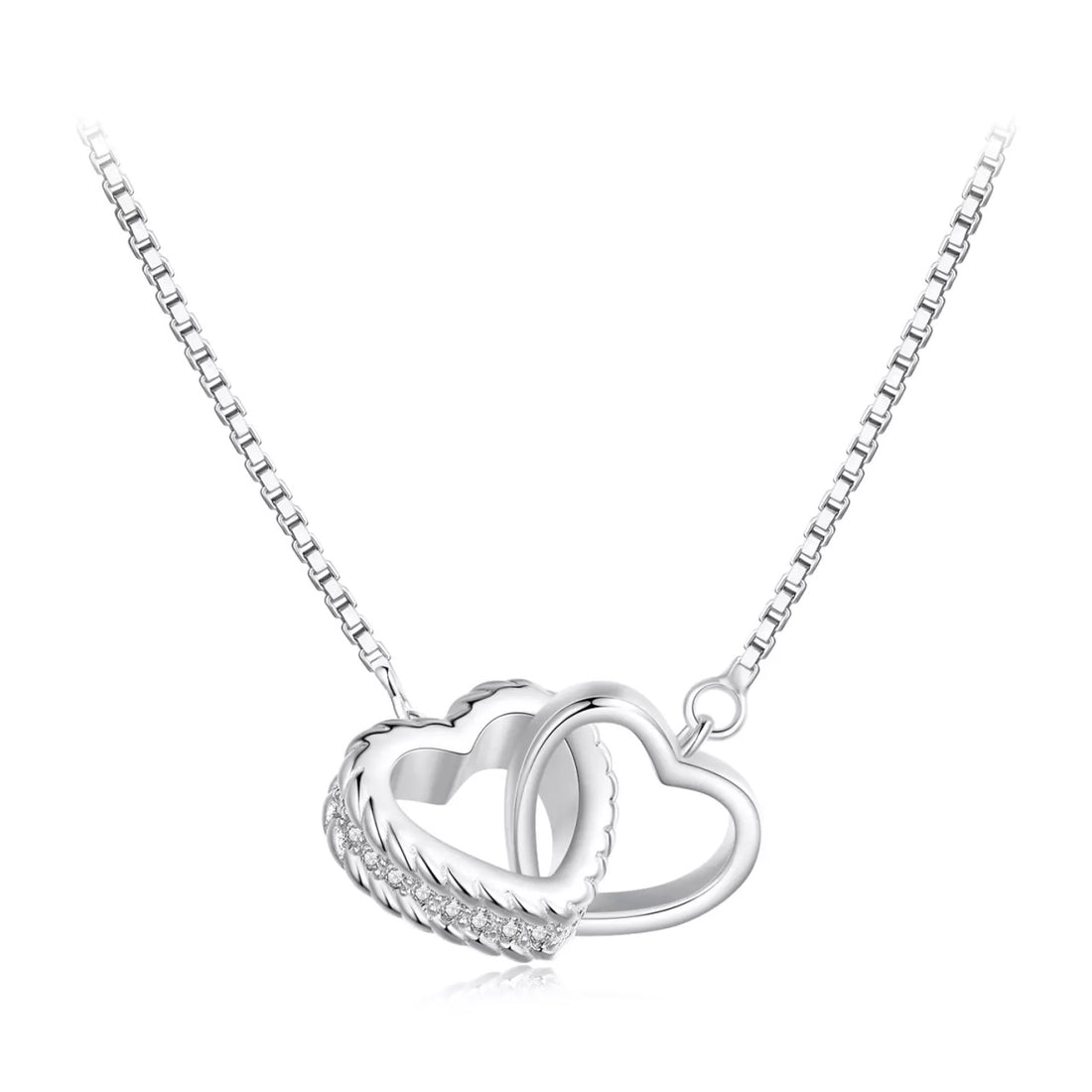 Colier din argint Double Heart, Argint 925, Pentru Femei