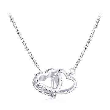 Colier din argint Double Heart, Argint 925, Pentru Femei