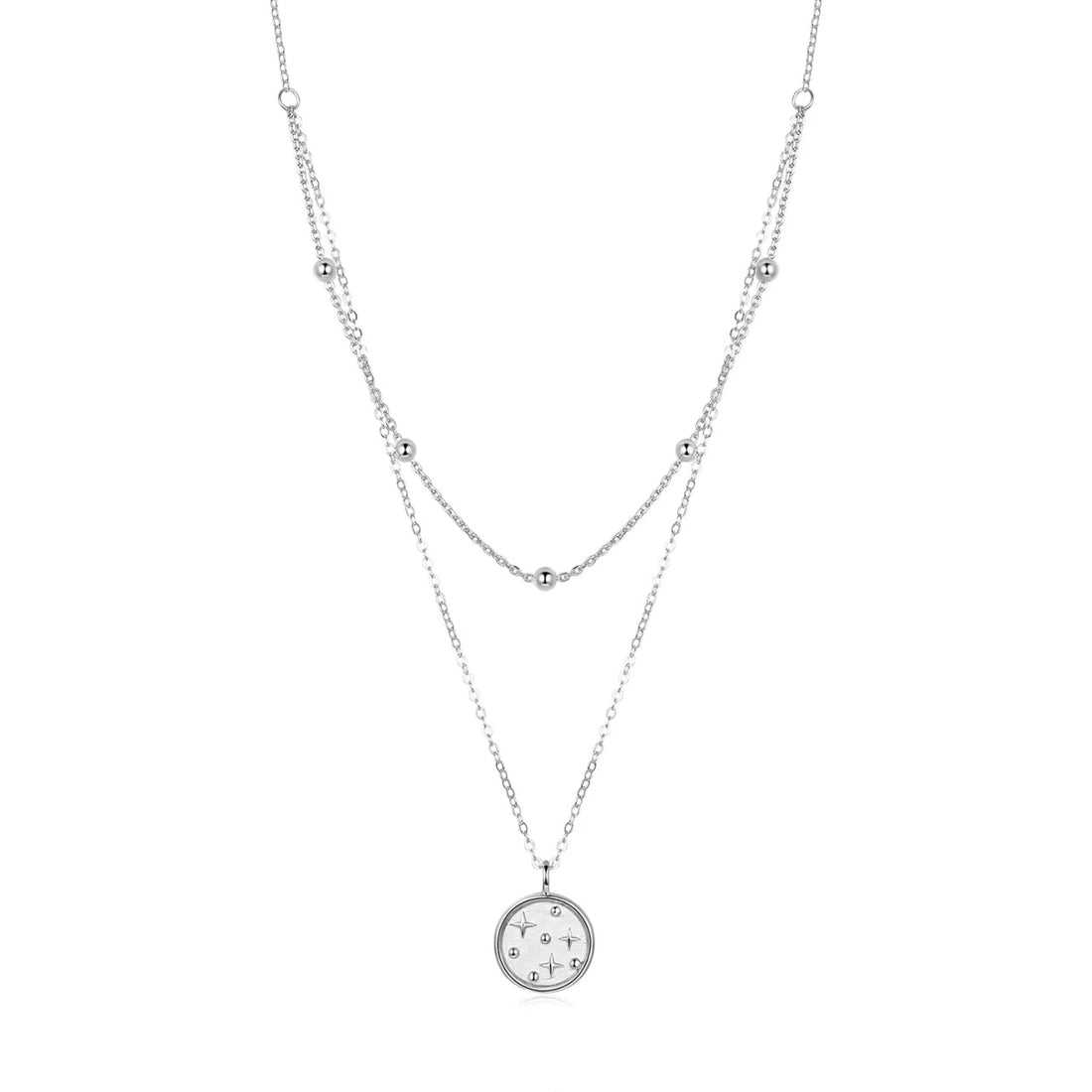 Colier din argint Double Layer Coin Chain, Argint 925, Pentru Femei