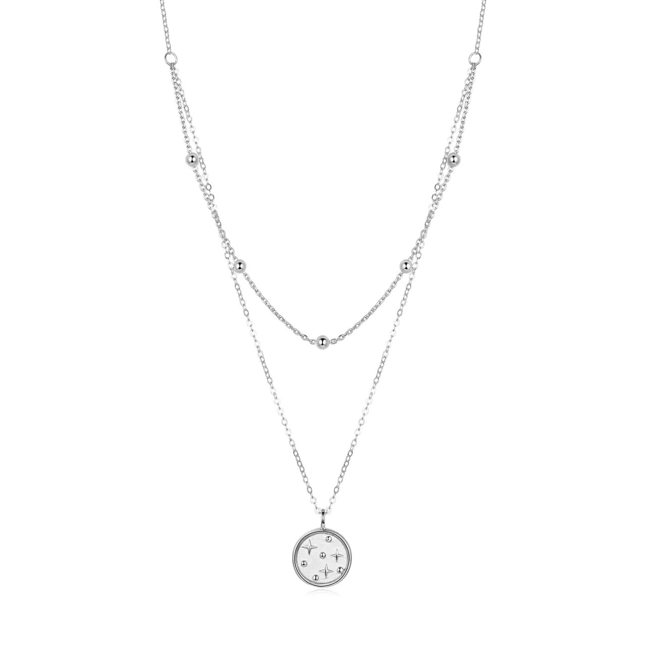 Colier din argint Double Layer Coin Chain, Argint 925, Pentru Femei