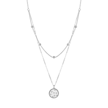 Colier din argint Double Layer Coin Chain, Argint 925, Pentru Femei