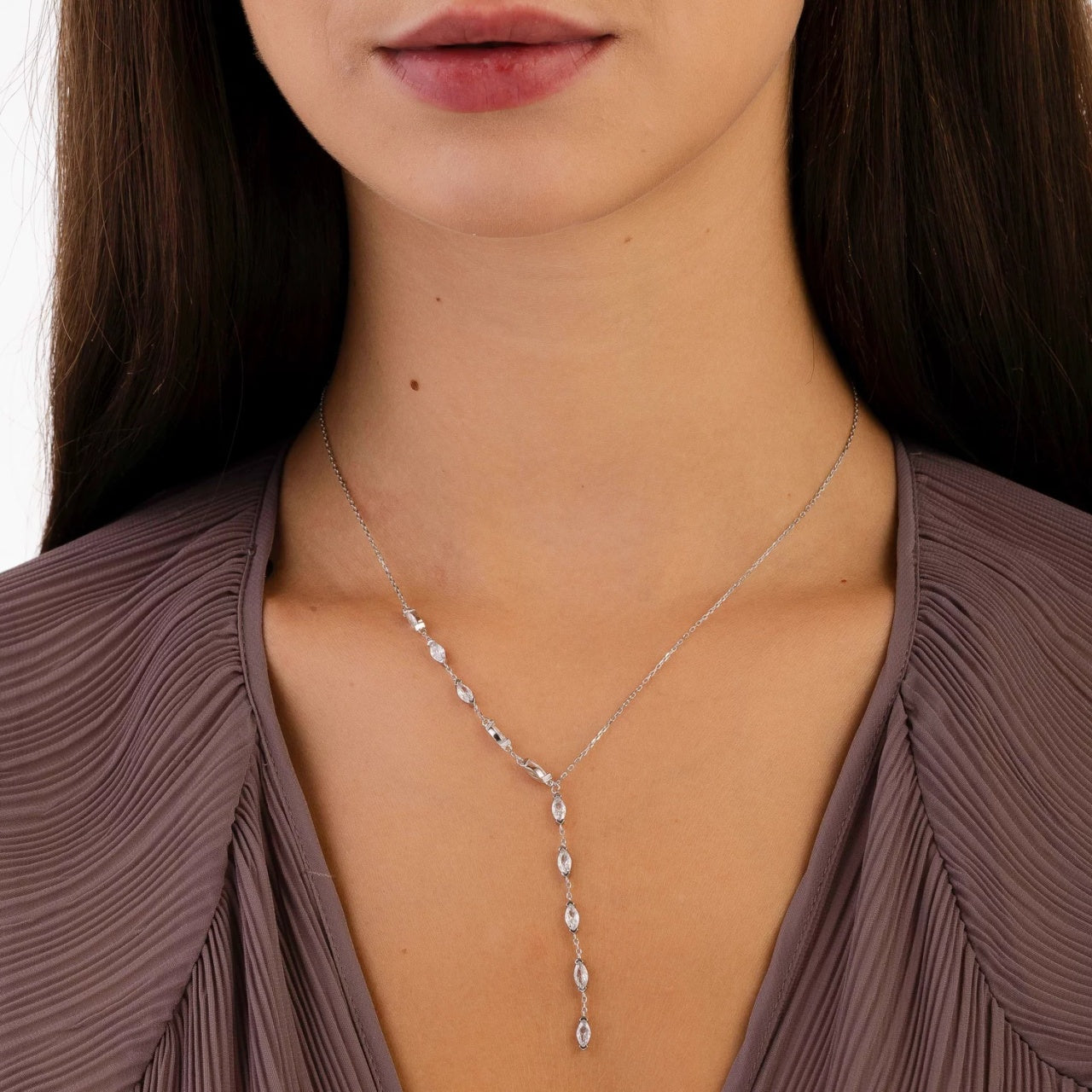 Colier din argint Elegant Crystals, Argint 925, Pentru Femei