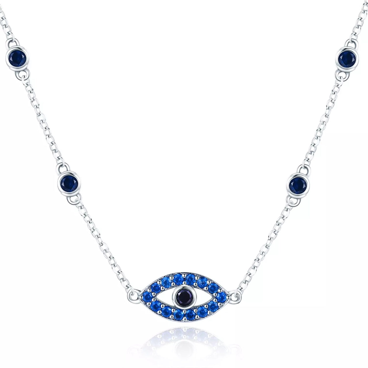 Colier din argint Glamour Blue Eye, Argint 925, Pentru Femei