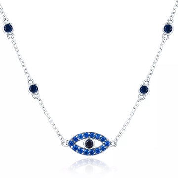Colier din argint Glamour Blue Eye, Argint 925, Pentru Femei