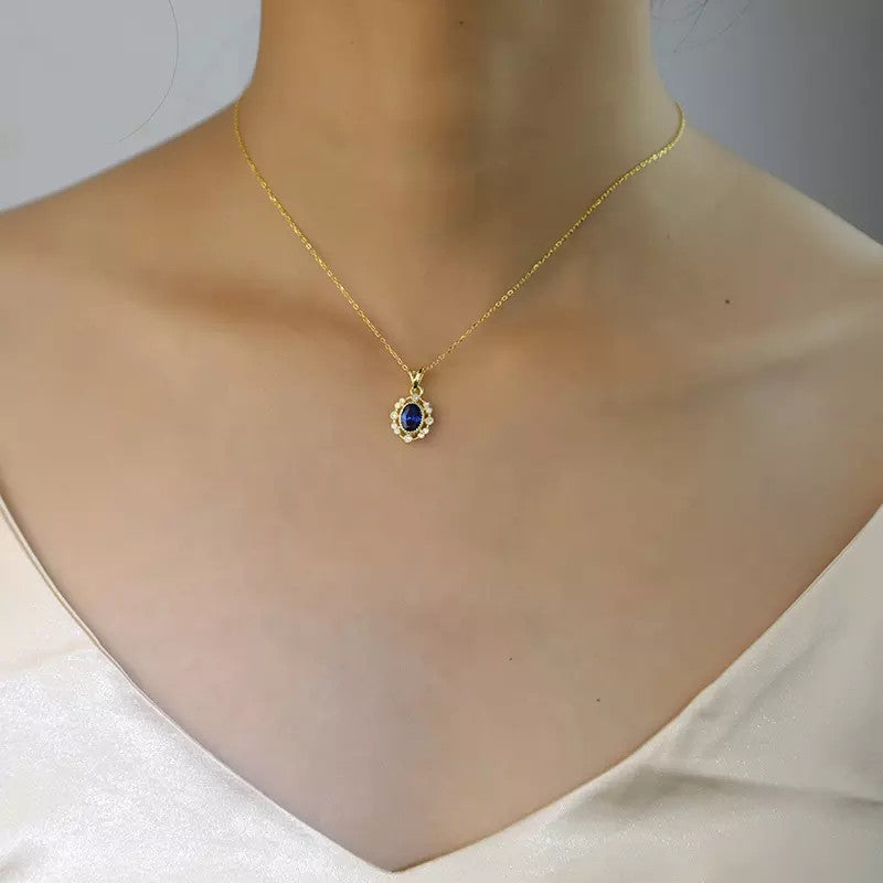 Colier Din Argint 925 Gold and Blue SAPPHIRE 2.1g