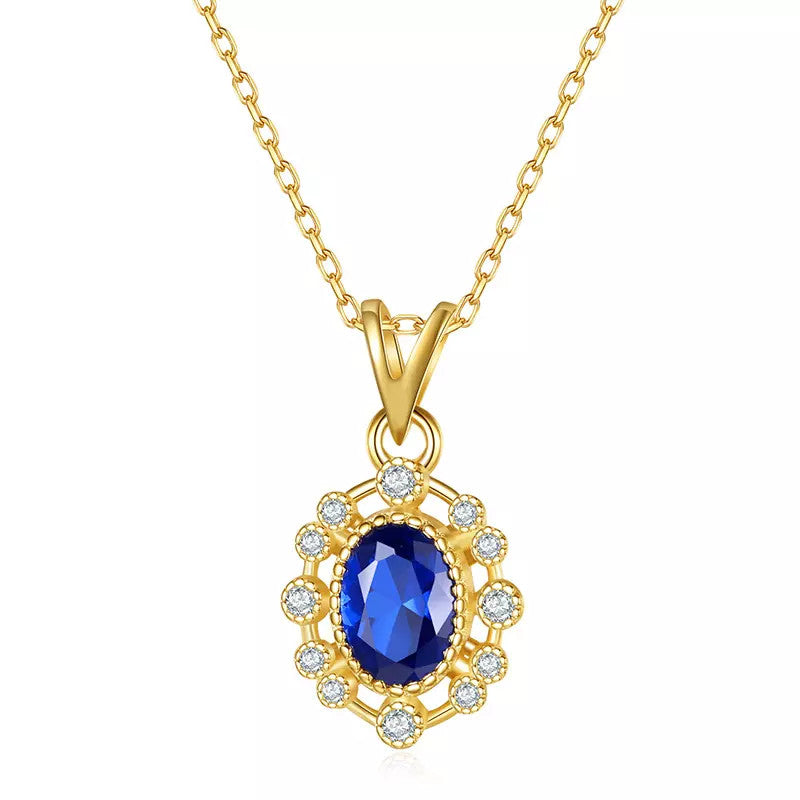 Colier Din Argint 925 Gold and Blue SAPPHIRE 2.1g