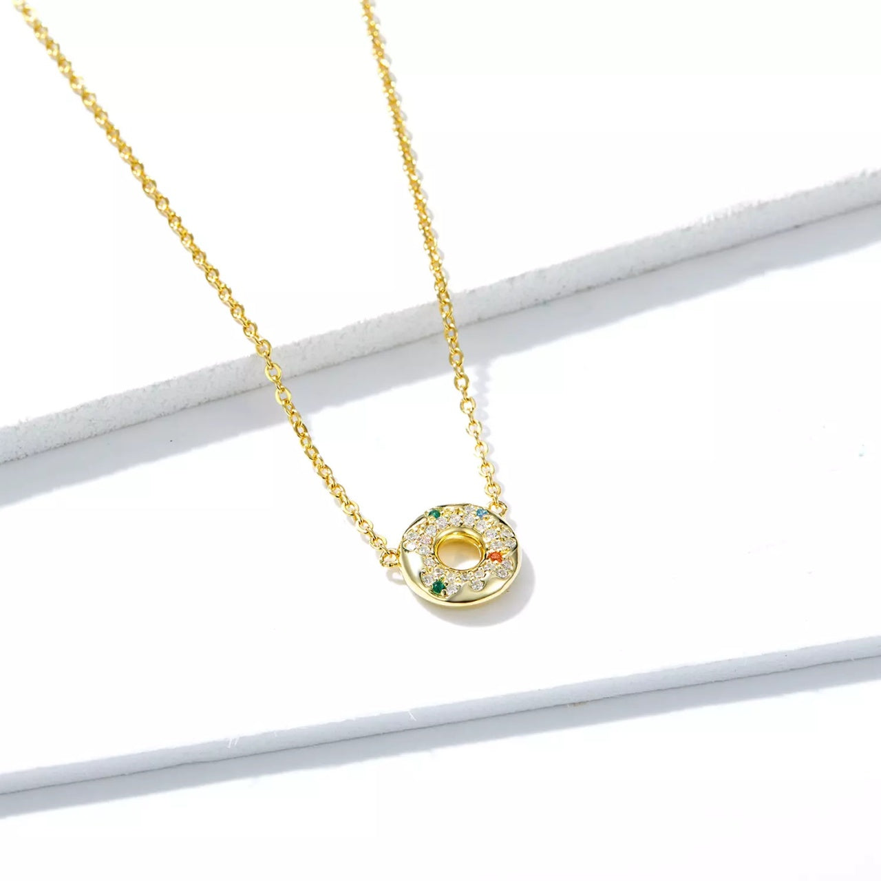 Colier din argint Golden Donut, Argint 925, Pentru Femei