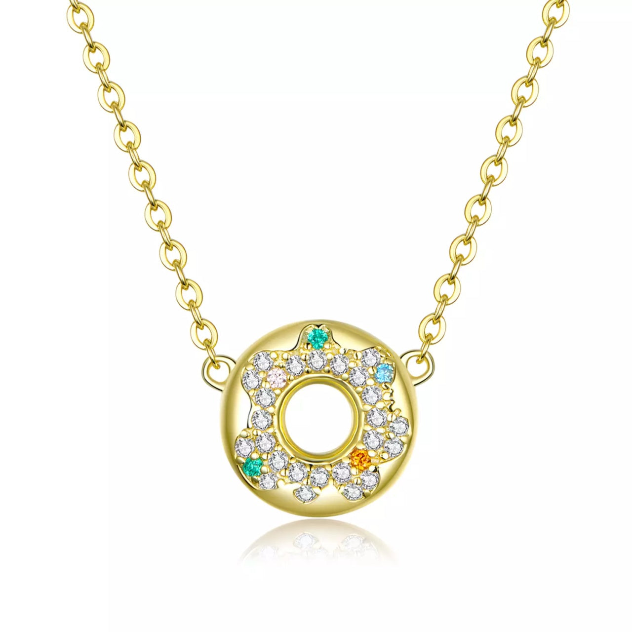 Colier din argint Golden Donut, Argint 925, Pentru Femei