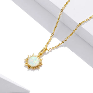 Colier din argint Golden Opal Sun, Argint 925, Pentru Femei