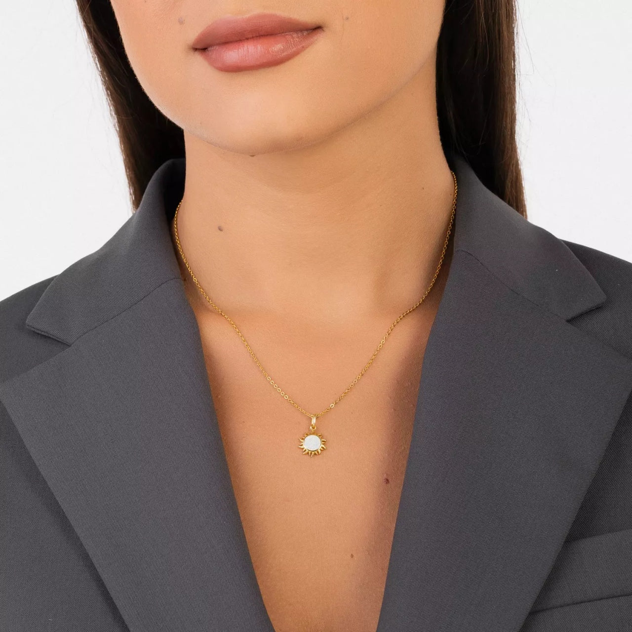 Colier din argint Golden Opal Sun, Argint 925, Pentru Femei