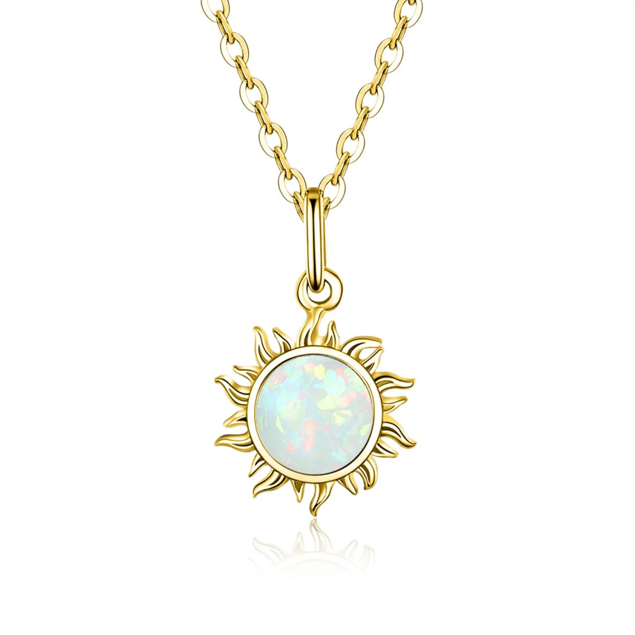 Colier din argint Golden Opal Sun, Argint 925, Pentru Femei