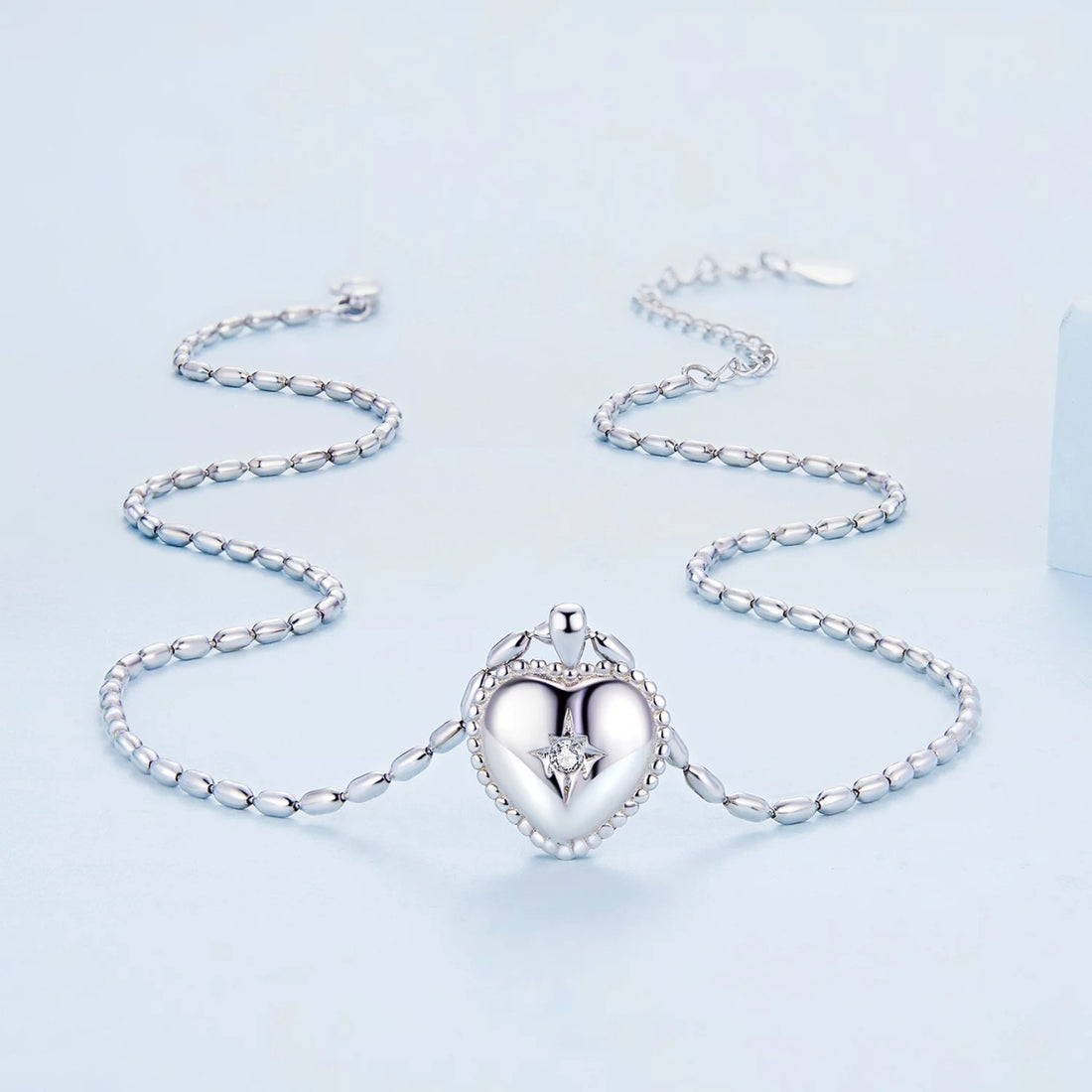 Colier din argint Heart Crystal Star, Argint 925, Pentru Femei