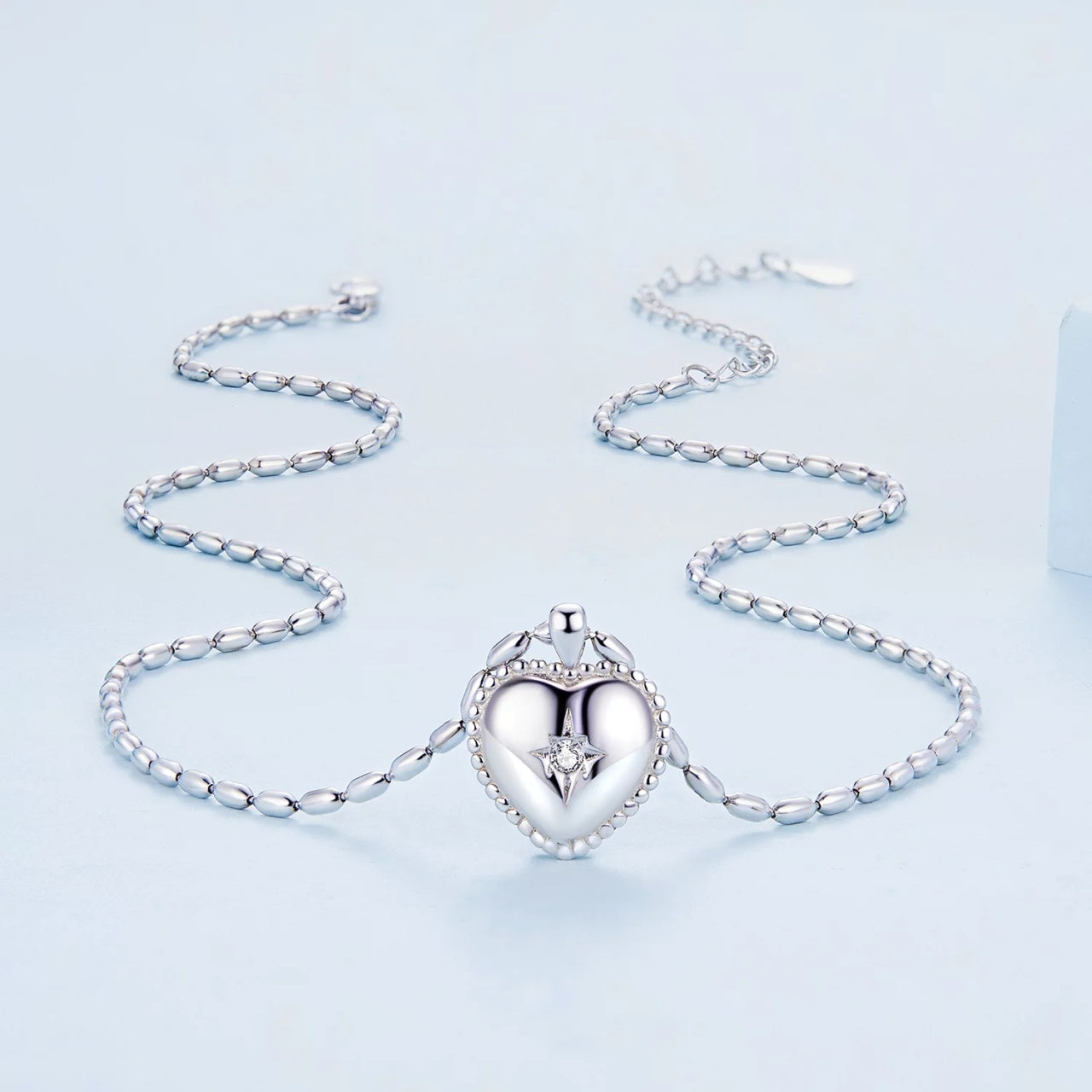 Colier din argint Heart Crystal Star, Argint 925, Pentru Femei