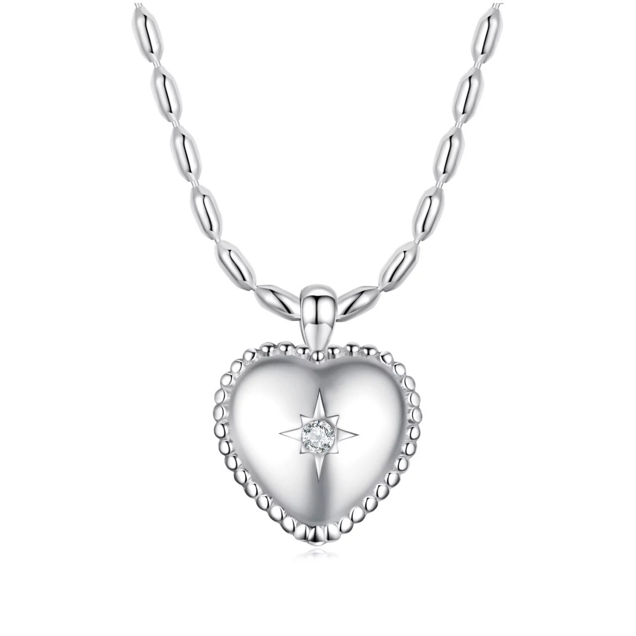 Colier din argint Heart Crystal Star, Argint 925, Pentru Femei