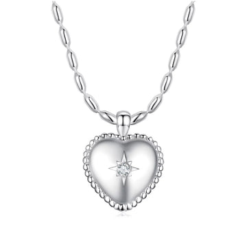 Colier din argint Heart Crystal Star, Argint 925, Pentru Femei